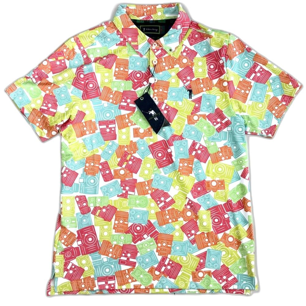 William Murray Golf Men's Candid Cameras Polo Multicolor Medium NWT